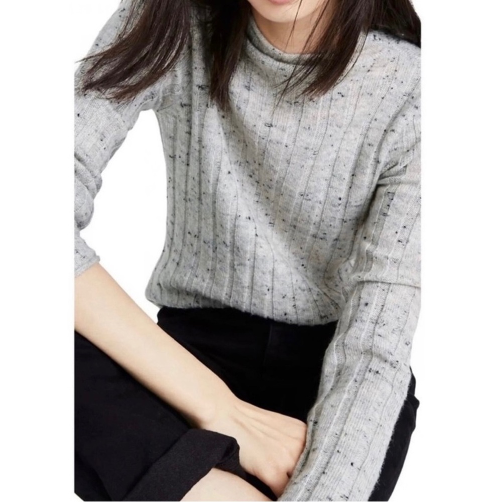 NEW MADEWELL GREY RIBBED KNIT TURTLENECK SWEATER